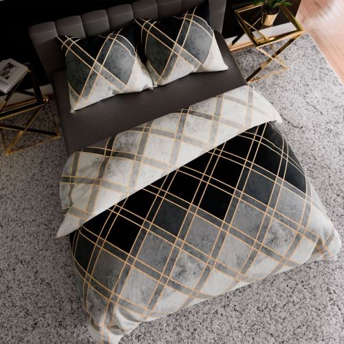 Komplet pościeli z bawełny satynowej, dwustronny geometryczny nadruk, dwa rozmiary, Cindera