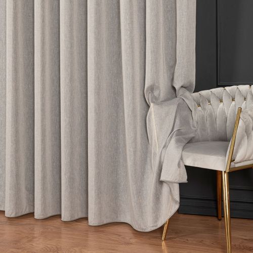Elegancka firanka do salonu z deszczykiem po całości, kolor szary, wysokość 300 cm - sprzedawana na metry