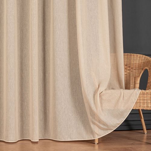 Elegancka firanka do salonu z deszczykiem po całości, kolor ciepły beżowy, wysokość 300 cm - sprzedawana na metry