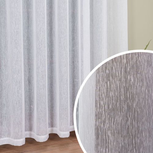 Długa firana do salonu, etamina o strukturze płótna w kolorze białym, wysokość 300 cm - sprzedawana na metry