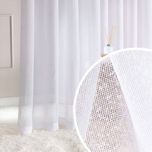 Długa gotowa firanka do salonu, sypialni na srebrnych przelotkach 140x250 cm Kropkowa Elegancja