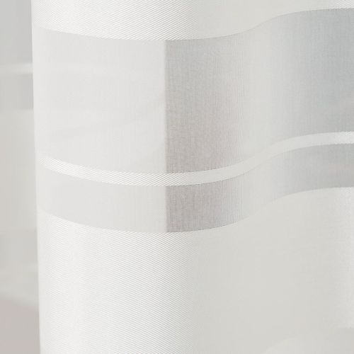 Krótka firanka z woalu z ozdobnymi pasami kolor kremowy, wysokość 160 cm, 000762 - sprzedawana na metry