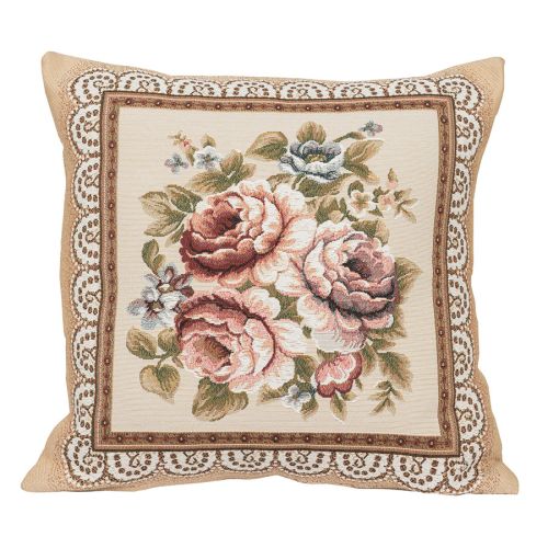 Gobelinowa poszewka z motywem róż w stylu vintage, rozmiar 45x45 cm