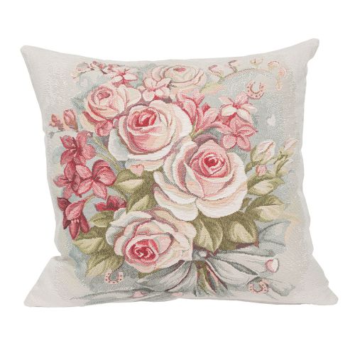Gobelinowa poszewka z motywem kwiatów w stylu vintage, rozmiar 45x45 cm