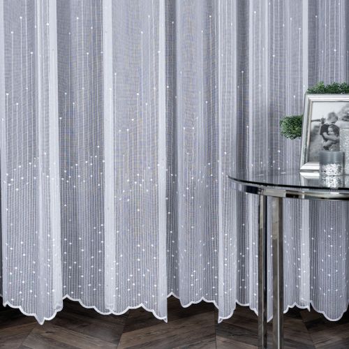FIESTA Firanka haftowana ze srebrnymi cekinami, wysokość 280cm, kolor 001 biały