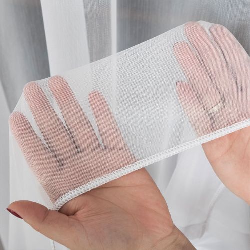 Długa firanka gładka z ołowianką, wysokość 330 cm, kolor biały