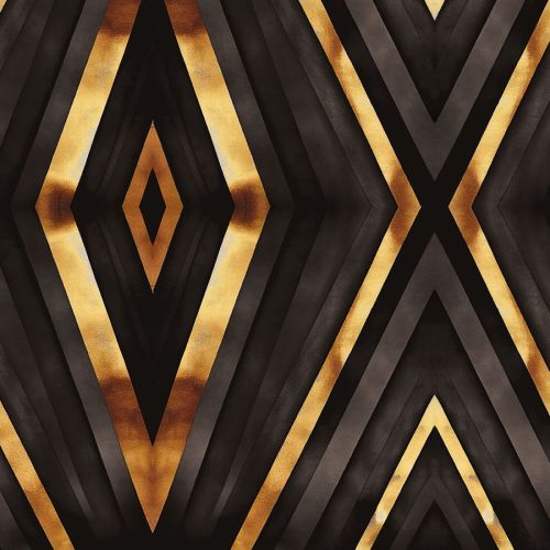Welwetowy materiał na zasłony, drukowany ze wzorem geometrycznym w czarnej kolorystyce, szerokość 150 cm, Diament - sprzedawany na metry
