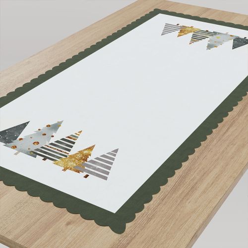 Bieżnik ze wzorem świątecznym z tkaniny wodoodpornej, rozmiar 50x100 cm, Pastelowe choinki