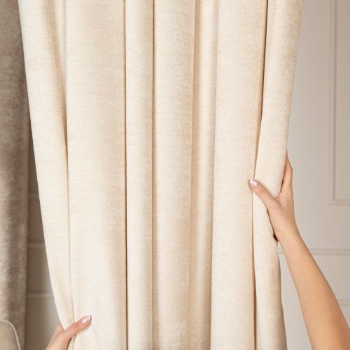 Welurowy materiał na zasłony, kolor kremowy, wysokość 285 cm, Soft - sprzedawany na metry