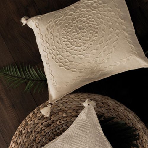 Poszewka dekoracyjna BOHO w kolorze beżowym, poszewka bawełniana w rozmiarze 40x40 cm