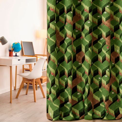 Gotowa zasłona welurowa do pokoju dziecka na taśmie, kolorowy nadruk, rozmiar 140x250 cm, Pikselowy świat