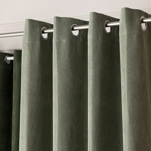 MILAS SOFT Zasłona gotowa na przelotkach, szerokość 140cm x wysokość 250cm, kolor 016 szarozielony