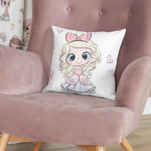 Poszewka welwetowa do pokoju dziewczynki Princess, rozmiar 40x40 cm, różowa księżniczka