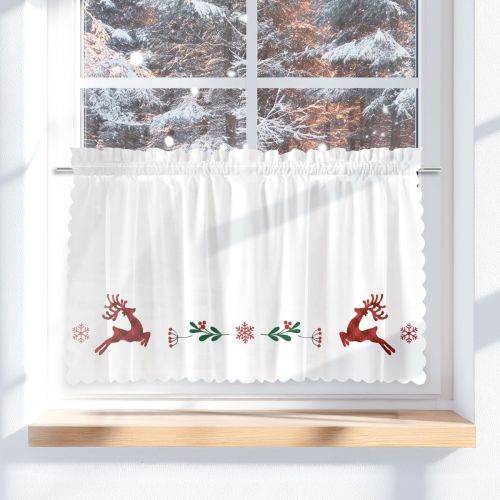 Zazdrostka świąteczna z mikrofibry z nadrukiem reniferów i śnieżynek, wzór Jelonki-Krata patchwork