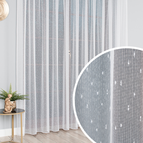 Firanka fantazyjna z ołowianką, wysokość 330cm, kolor 001 biały