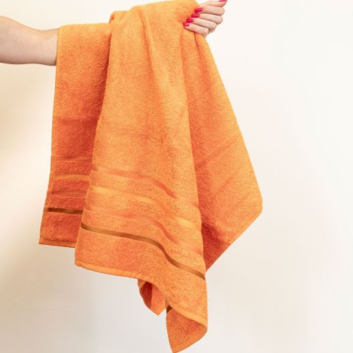 Ręcznik bawełniany z kolorową bordiurą, kolor pomarańczowy, 2 rozmiary, Dolce Pop