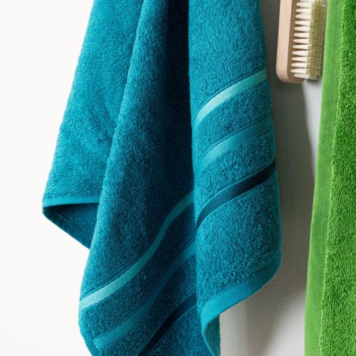 Ręcznik bawełniany z kolorową bordiurą, kolor morski, 2 rozmiary, Dolce Pop