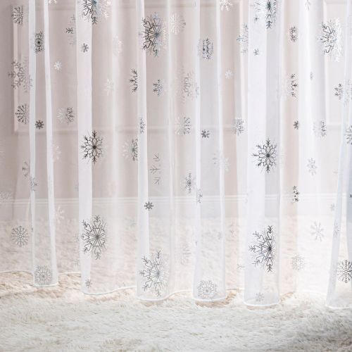 Firana świąteczna woalowa z obciążnikiem na metry wysokość 290 cm płatki śniegu Śnieżka