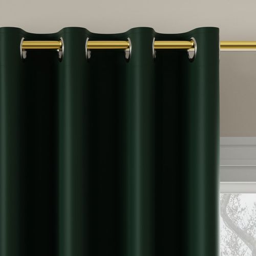 Gotowa zasłona blackout na przelotkach, 85% zaciemniająca, kolor butelkowa zieleń, rozmiar 140x250 cm