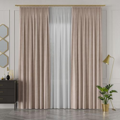 PREMIUM ALLURE Ekskluzywna zasłona na fleksach Velvet, kolor beżowy