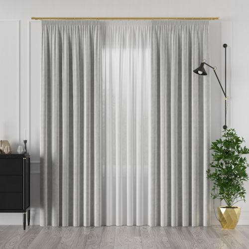 PREMIUM ALLURE Ekskluzywna zasłona na haczykach fleksach Velvet, jasny szary - szyta na wymiar