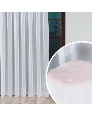 Firana woal trudnopalny na przelotkach, gładki z obciążnikiem, kolor biały, wysokość do 310 - szyta na wymiar