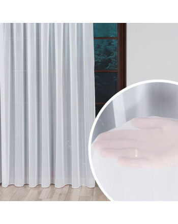 Firana woal trudnopalny gładki z obciążnikiem, kolor biały, oferowana w 2 wysokościach - sprzedawana na metry