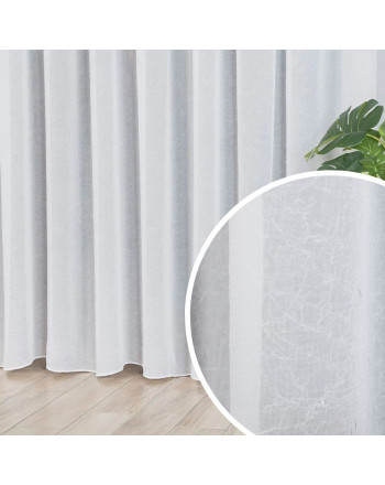 Firana woal kreszowany z obciążnikiem na taśmie, kolor biały - szyta na wymiar 
