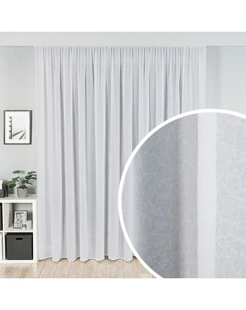 Firana woal kreszowany z obciążnikiem do szyny sufitowej, kolor biały - szyta na wymiar