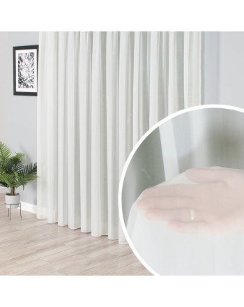 Kremowa firana woal na przelotkach, gładka z obciążnikiem - szyta na wymiar