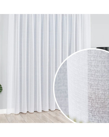 Gładka długa firana woal sable z obciążnikiem, kolor biały, oferowana w dwóch wysokościach - sprzedawana na metry