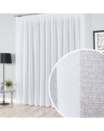 Długa biała firana, woal francuski sable z ołowianką, oferowana w dwóch wysokościach - sprzedawana na metry