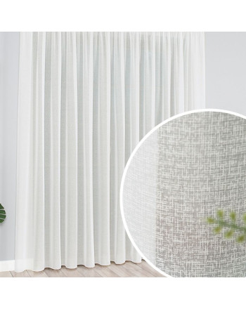 Gładka firana woal sable na taśmie w kolorze kremowym - szyta na wymiar 