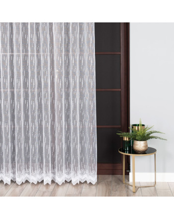 Firana żakardowa deszczyk na przelotkach, kolor biały - szyta na wymiar