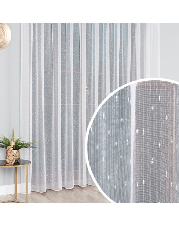 Gładka firana deszczyk z obciążnikiem na taśmie wave, kolor biały, wysokość od 100 do 330 cm, 000163 - szyta na wymiar