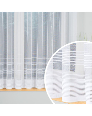 Krótka gotowa firanka żakardowa, modernistyczny design, kolor biały, kilka rozmiarów, Tatiana