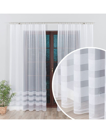 Długa firana gotowa żakardowa do salonu, kolor biały, rozmiar 200x250 cm, Michalina