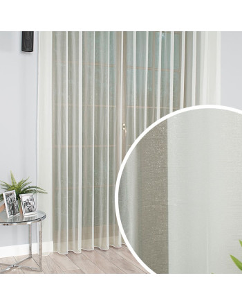 Kremowa firana z błyszczącej markizety na taśmie wave, wysokość od 100 do 330 cm, 000430 - szyta na wymiar