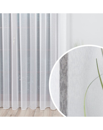 Biała firanka na markizecie z obciążnikiem na taśmie wave, wysokość od 100 do 330 cm, 000433 - szyta na wymiar