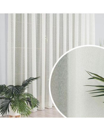 Kremowa firanka na markizecie z obciążnikiem na taśmie wave, wysokość od 100 do  330 cm, 000433 - szyta na wymiar