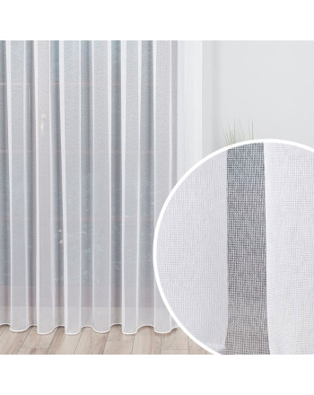 Biała firanka na markizecie z obciążnikiem na taśmie marszczącej - szyta na wymiar 