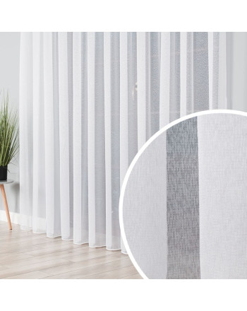 Długa firanka na markizecie z obciążnikiem, w kolorze jasnej bieli, dwie wysokości - sprzedawana na metry