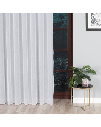 Nowoczesna biała firana o strukturze płótna na tunelu z obciążnikiem, wysokość do 280 cm  - szyta na wymiar