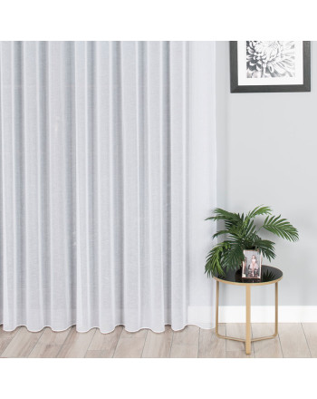 Nowoczesna biała firana o strukturze płótna na przelotkach z obciążnikiem, wysokość do 280 cm  - szyta na wymiar