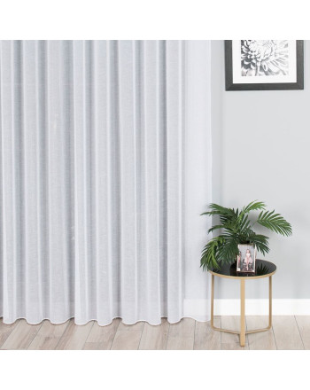 Biała firana z delikatnego materiału o strukturze płótna z obciążnikiem na taśmie wave, wysokość do 280 cm - szyta na wymiar