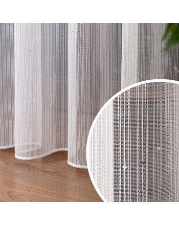 Długa biała firana z ołowianką do salonu, ozdobiona srebrnymi cekinami, wysokość 300 cm, Eleni - sprzedawana na metry