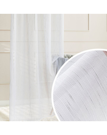 Firana o strukturze deszczyku, na taśmie marszczącej, kolor biały ze srebrną nitką, wysokość do 300 cm, Neve - szyta na wymiar