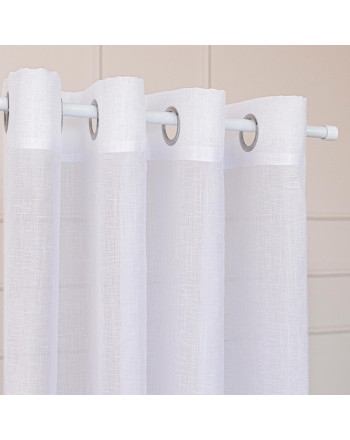 Gotowa firana na przelotkach, z białej błyszczącej przędzy o strukturze płótna, oferowana w kilku rozmiarach, Nala