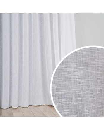 Długa firanka do salonu o strukturze płótna z ołowianką, kolor biały, wysokość 300 cm - sprzedawana na metry