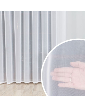 Długa klasyczna biała firana woal do salonu, oferowana w 2 wysokościach - sprzedawana na metry